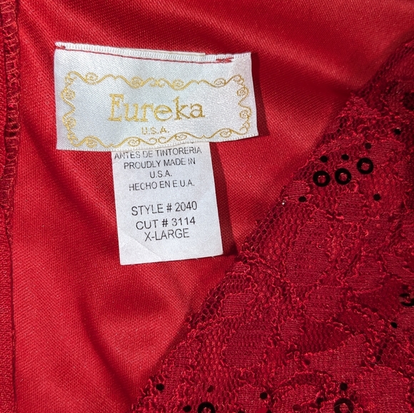 *New* EUREKA USA Luxury Red Lace Sparkling Maxi Dress Size XL - Picture 16 of 16